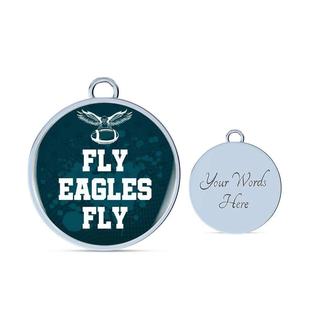 Fly Eagles Fly Bracelet Personalized Engraved Silver Circle Bangle Bracelet